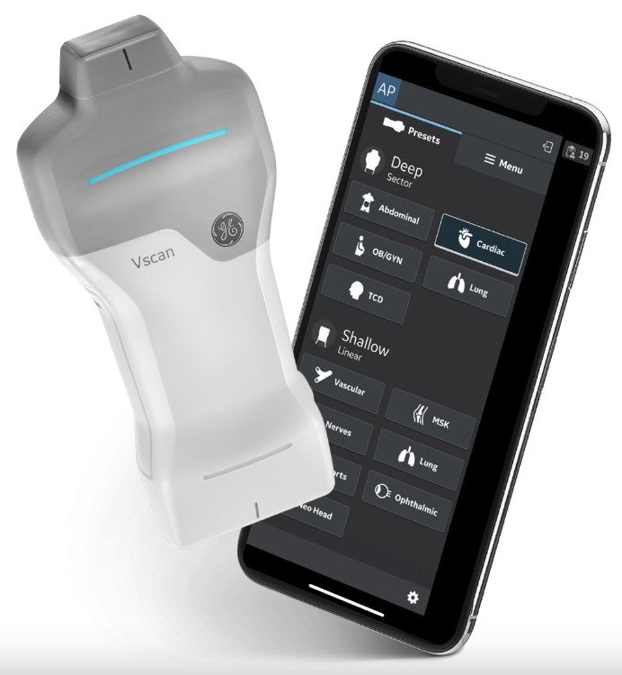 GE Vscan Air SL超声探头，带曲面阵列和线阵换能器